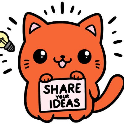 a cute cat saying share your ideas