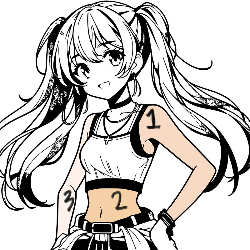 anime girl wearing crop top