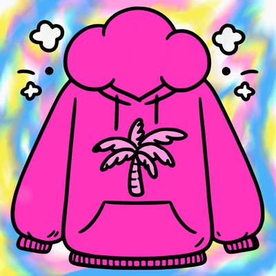 pink palm puff hoodie