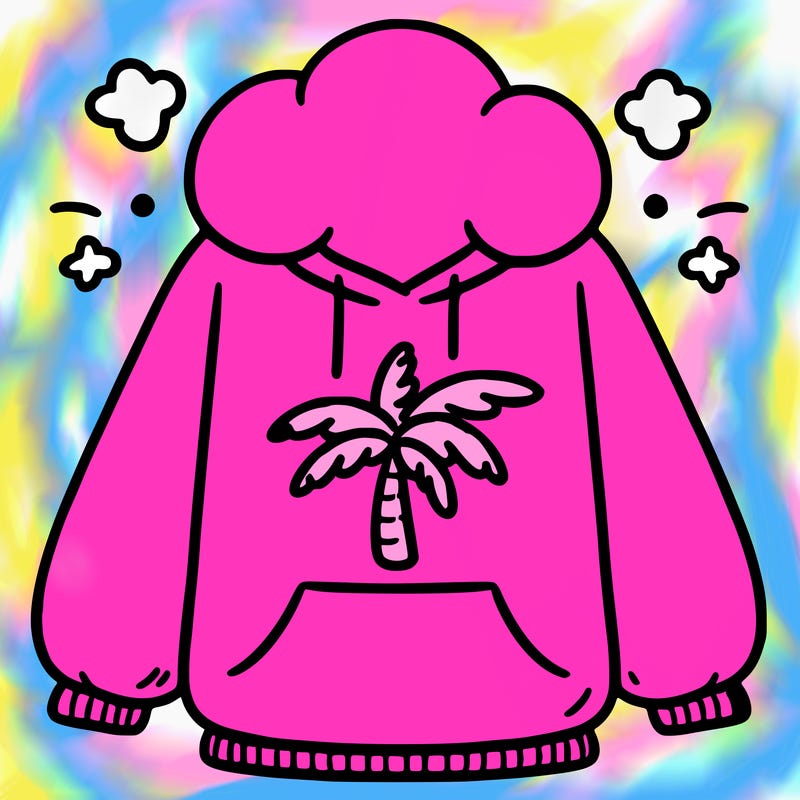 pink palm puff hoodie