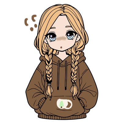 a realistic girl with a oversized hoodie and she has braids