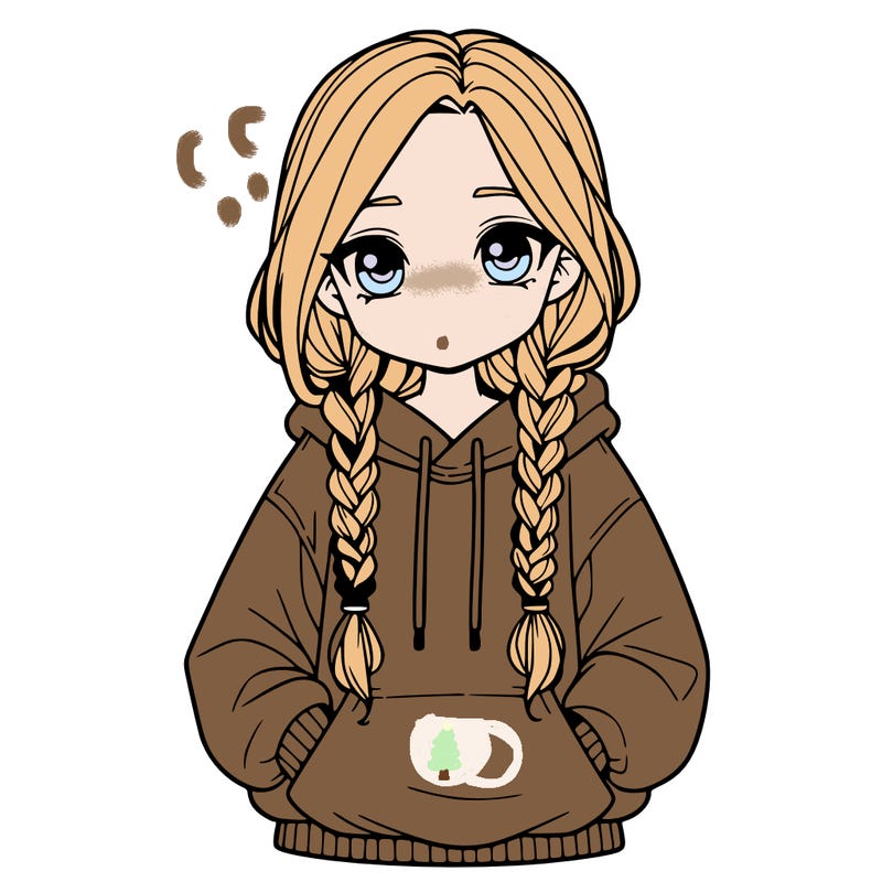 a realistic girl with a oversized hoodie and she has braids