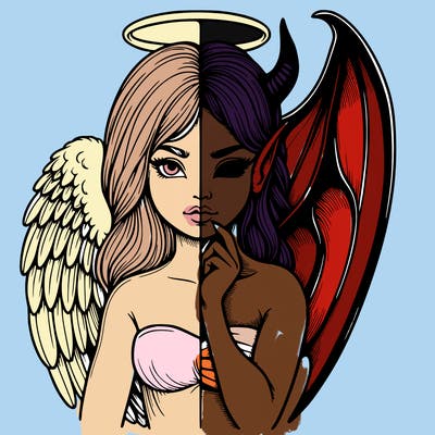 realistic angel half demon