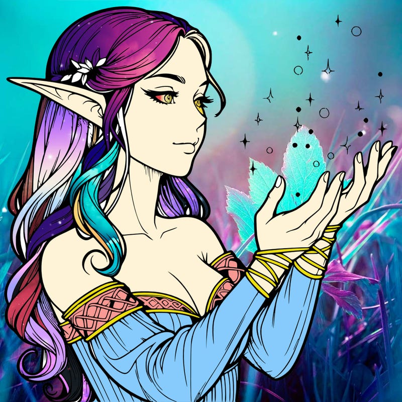 realistic elf girl doing magic