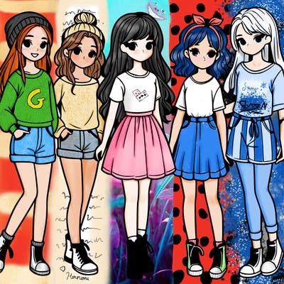 a group of five girls