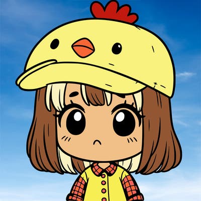 cute girl with chicken hat