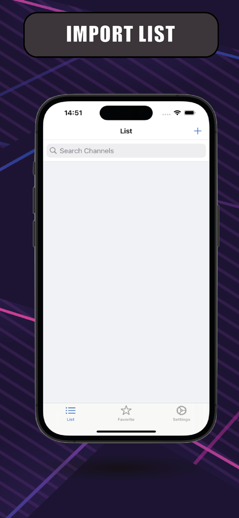 IPTV iSTB - Interface of the IPTV iSTB app showing the channel list screen with a search bar and import option