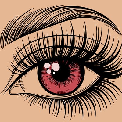 an beautiful realistic eye with long lashes