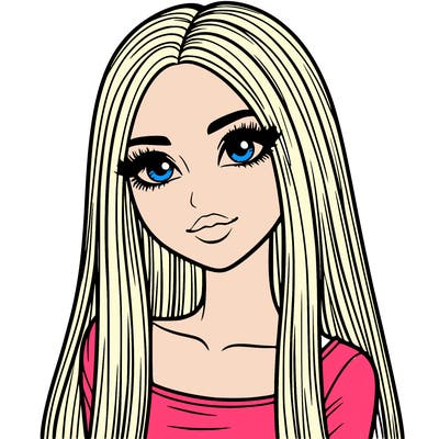 realistic girl with straight and long hair