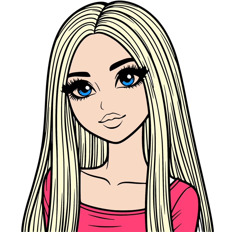 realistic girl with straight and long hair