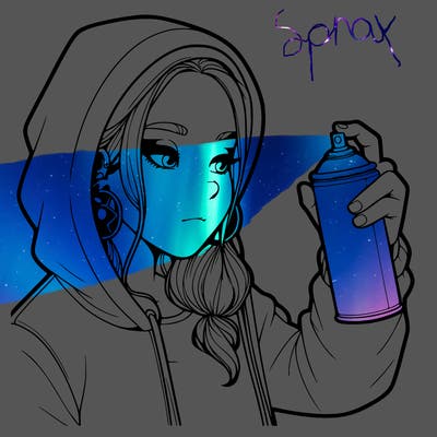 a realistic girl, spray painting