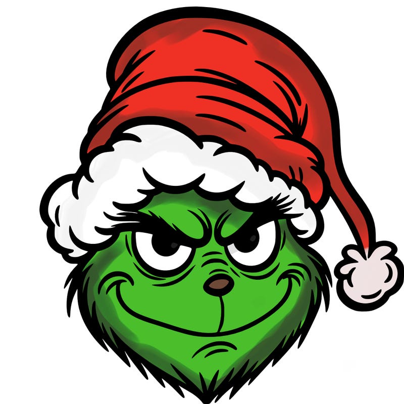 grinch face with a santa hat