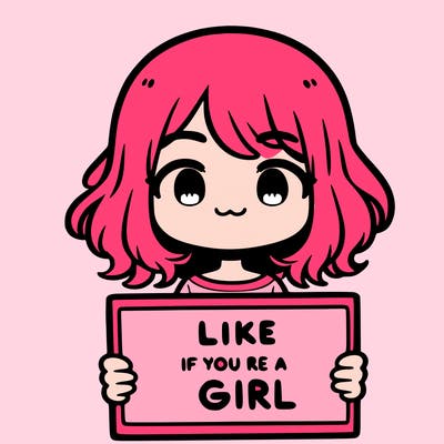 a cute girl holding a sign that says like if you’re a girl