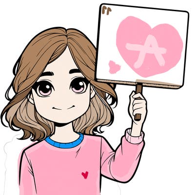 realistic girl holding up a sign