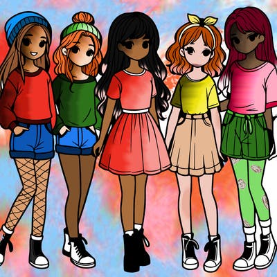 a group of five girls