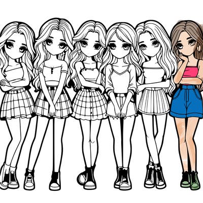 a group of girls realistic