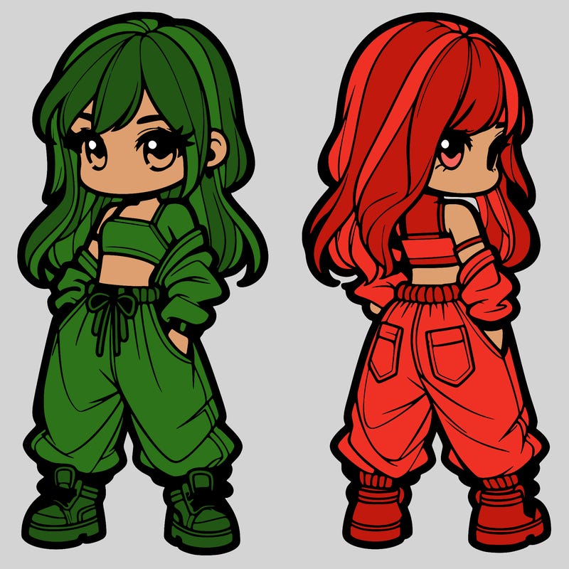 girl in crop top and baggy pants