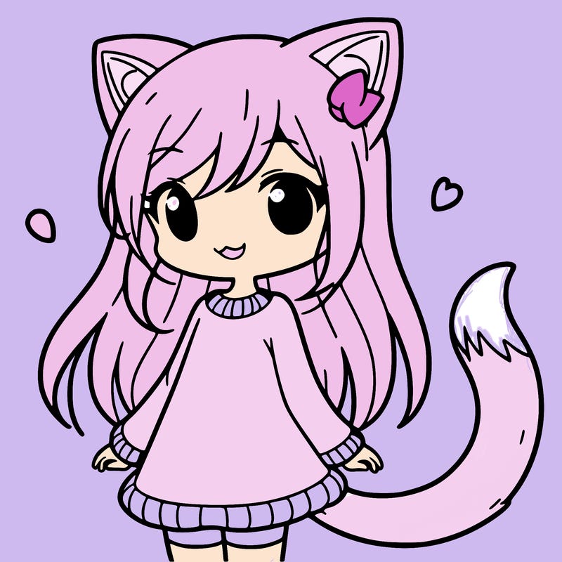 girl with cat ears and tail