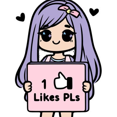 girl holding a sign saying 10 likes pls