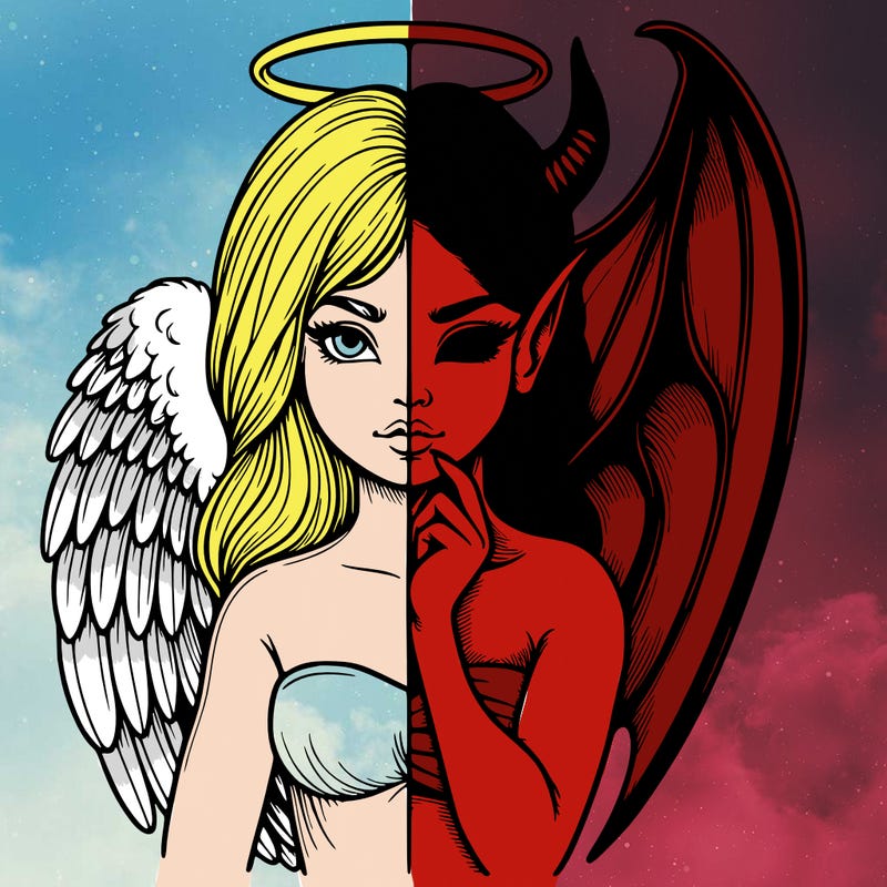 realistic angel half demon