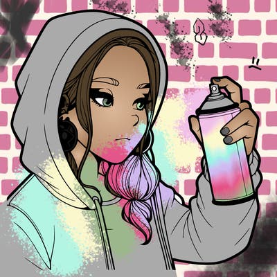 a realistic girl, spray painting