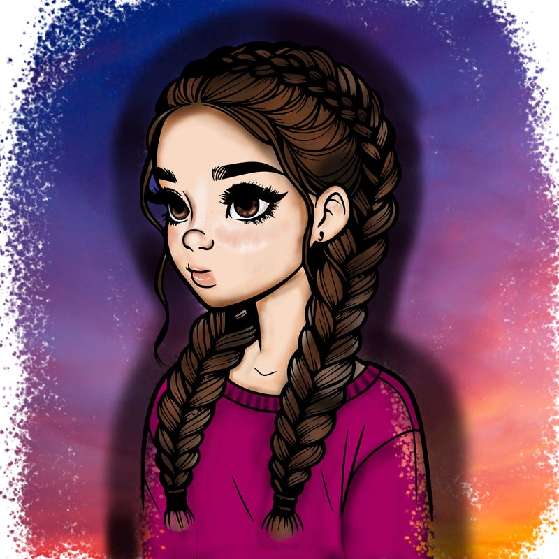 realistic girl with braids