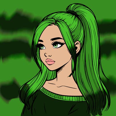 realistic girl with a high ponytail