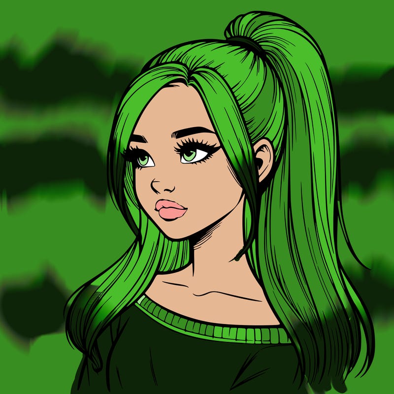 realistic girl with a high ponytail