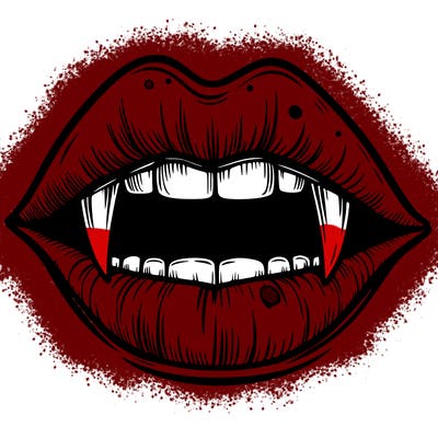 lips with vampire teeth