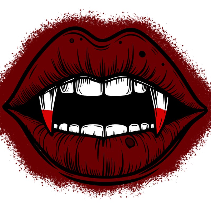 lips with vampire teeth