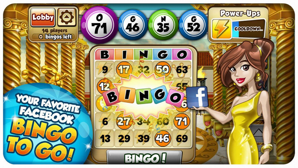 Bingo Blingo - Gameplay of Bingo Blingo showing a bingo card and a woman character in a gold dress