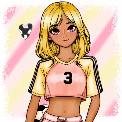 realistic girl wearing soccer jersey