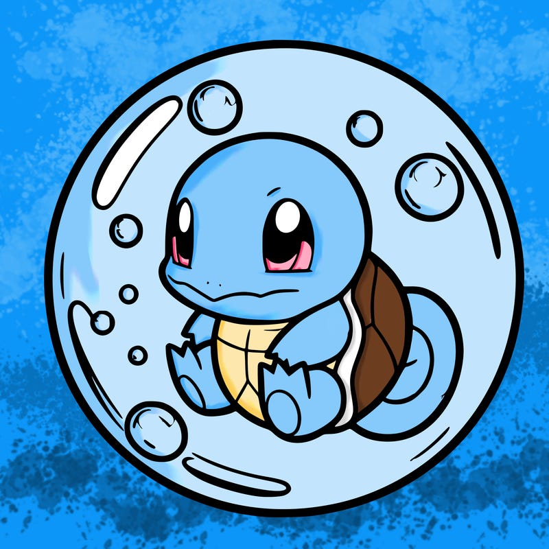 squirtle in a bubble