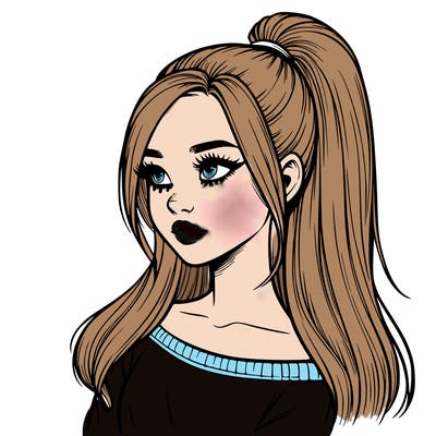 realistic girl with a high ponytail