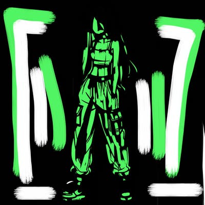 girl in baggy pants crop top and long hair