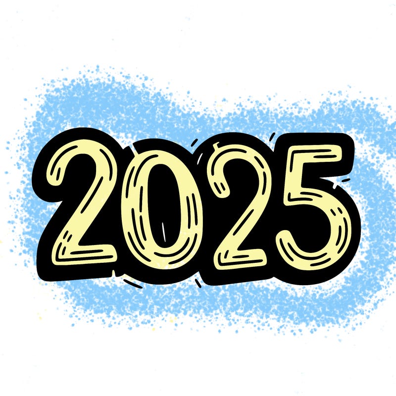 one line scrawled numbers sketch design “2025”