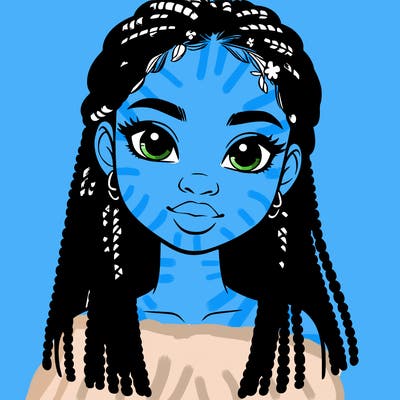 a realistic black girl with braids