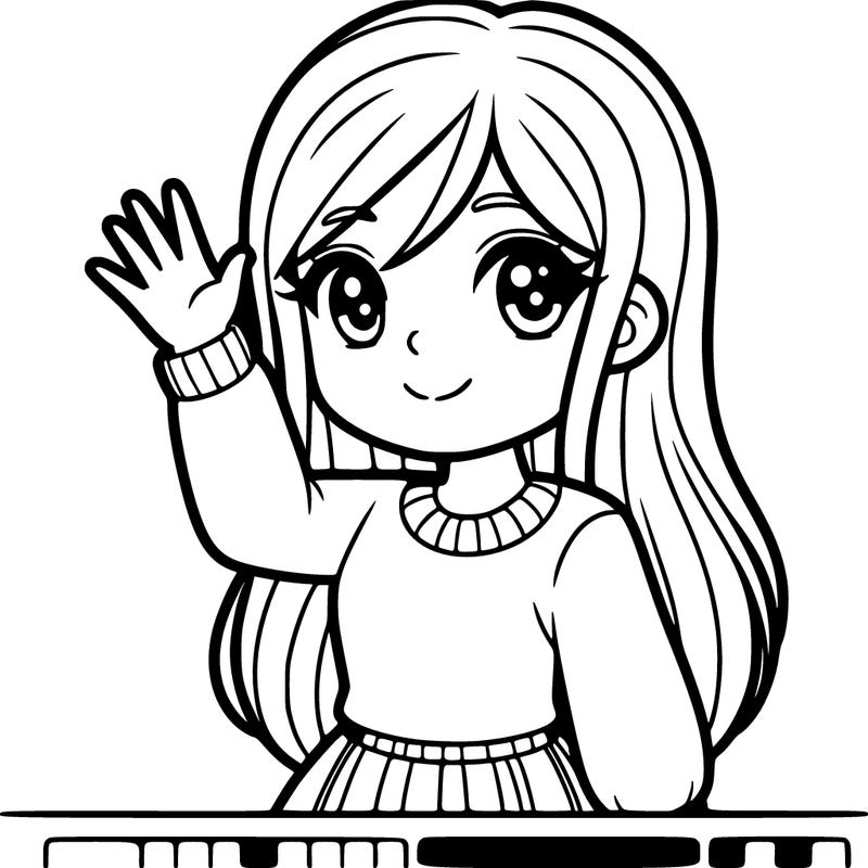 girl waving her hand