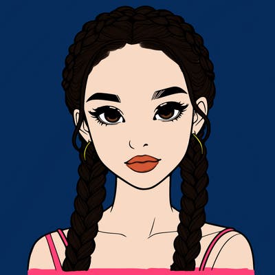 realistic girl with braids