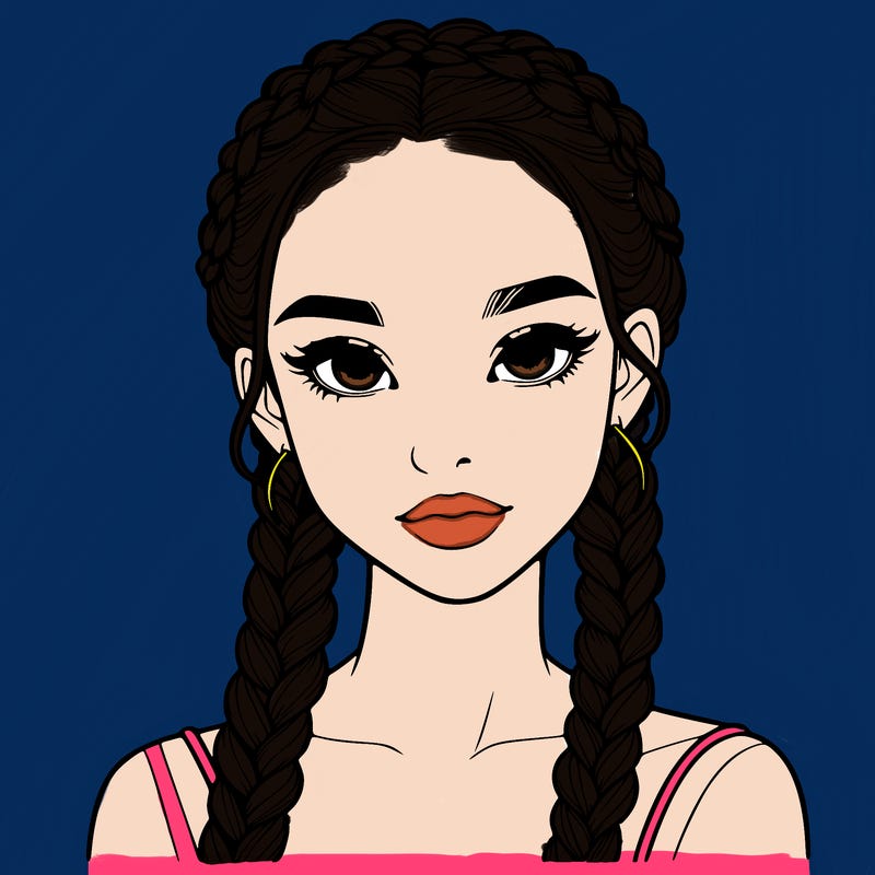realistic girl with braids