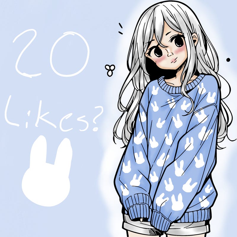 manga teen girl  in a sweater and baggy pants