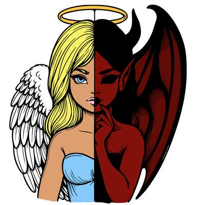 realistic angel half demon