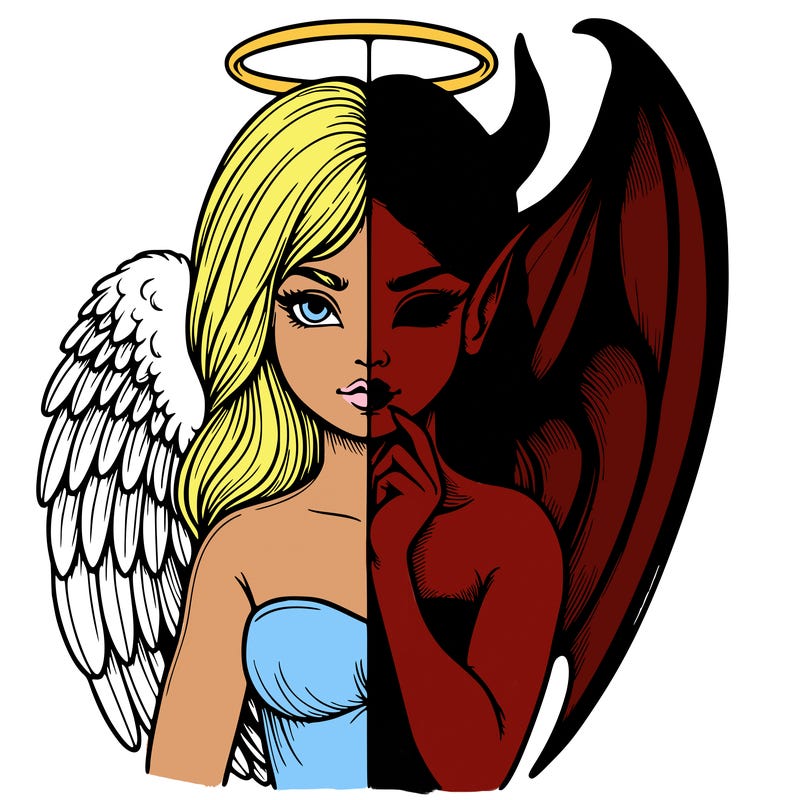 realistic angel half demon