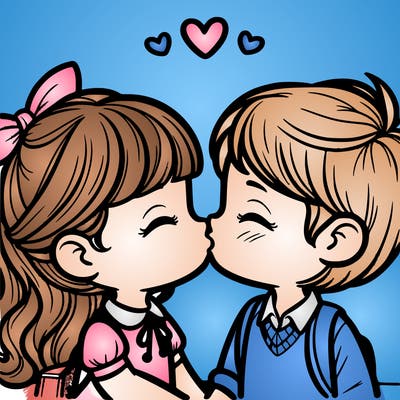 boy and girl kissing
