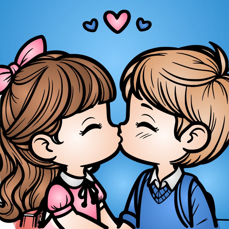 boy and girl kissing