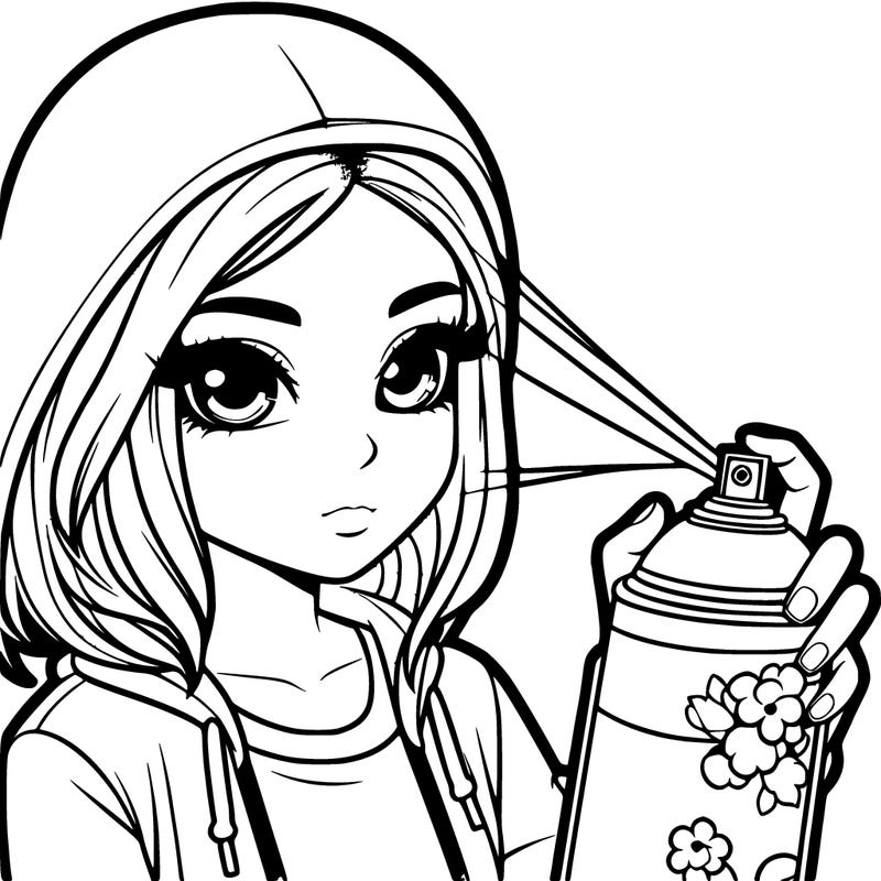 realistic girl spray painting