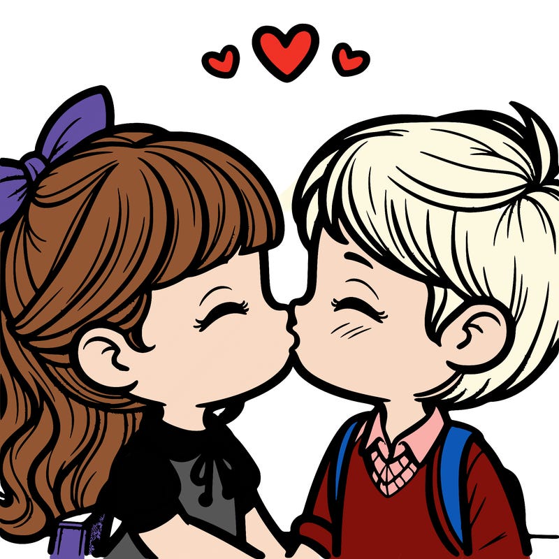 boy and girl kissing