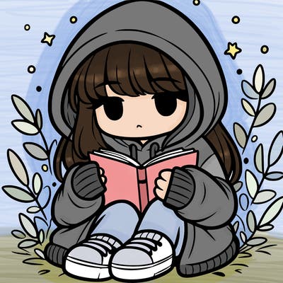 girl in oversized hoodie reading a book