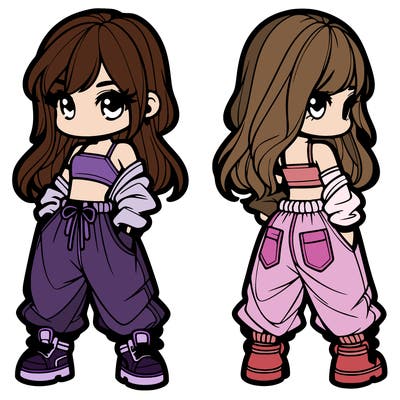 girl in crop top and baggy pants