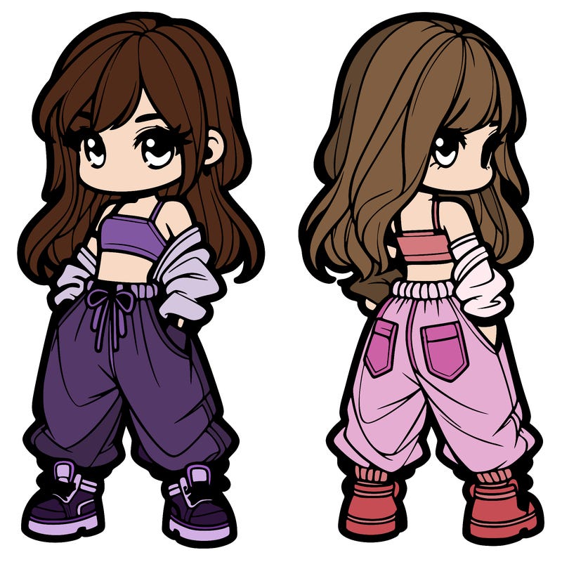 girl in crop top and baggy pants